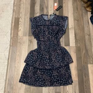 navy floral layered dress